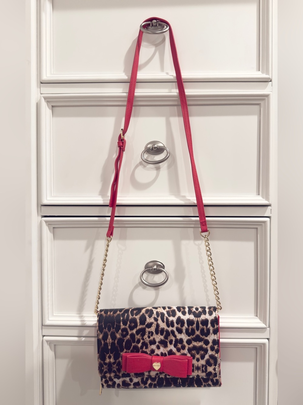 💋❤️ SOLD - Betsey Johnson Leopard Print & Red Clutch Wallet Crossbody